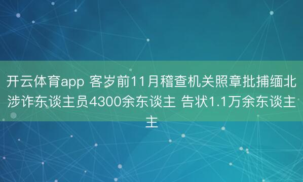 开云体育app 客岁前11月稽查机关照章批捕缅北涉诈东谈主员4300余东谈主 告状1.1万余东谈主