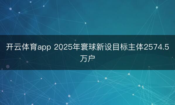 开云体育app 2025年寰球新设目标主体2574.5万户