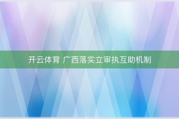 开云体育 广西落实立审执互助机制
