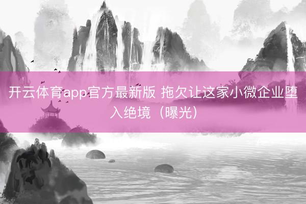 开云体育app官方最新版 拖欠让这家小微企业堕入绝境(曝光)