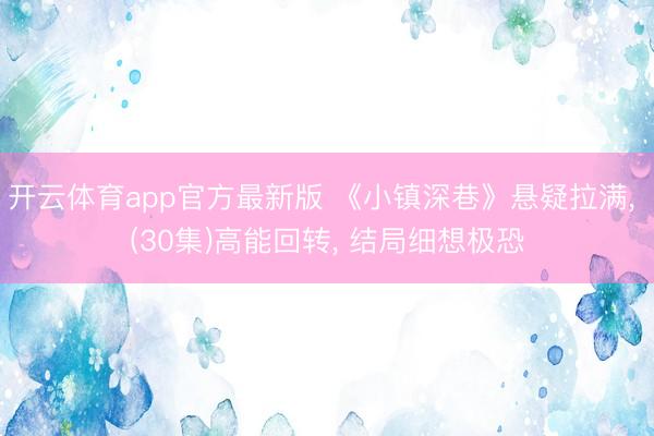 开云体育app官方最新版 《小镇深巷》悬疑拉满， (30集)高能回转， 结局细想极恐
