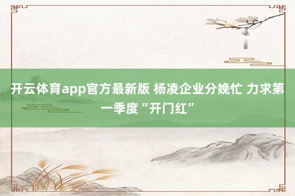 开云体育app官方最新版 杨凌企业分娩忙 力求第一季度“开门红”