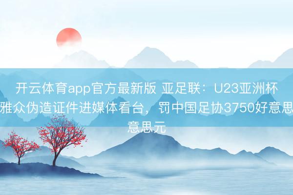 开云体育app官方最新版 亚足联：U23亚洲杯不雅众伪造证件进媒体看台，罚中国足协3750好意思元