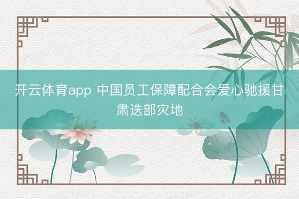 开云体育app 中国员工保障配合会爱心驰援甘肃迭部灾地