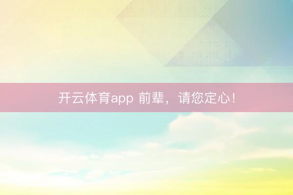 开云体育app 前辈，请您定心！