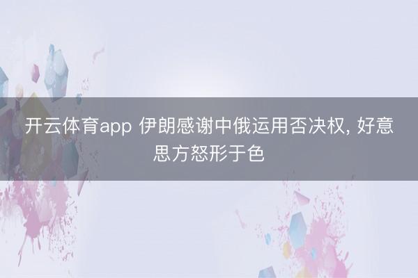开云体育app 伊朗感谢中俄运用否决权， 好意思方怒形于色