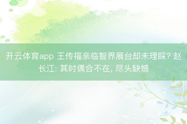 开云体育app 王传福亲临智界展台却未理睬? 赵长江: 其时偶合不在， 尽头缺憾