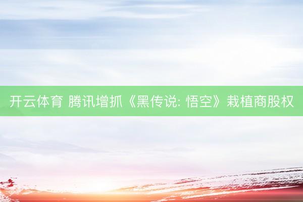 开云体育 腾讯增抓《黑传说: 悟空》栽植商股权
