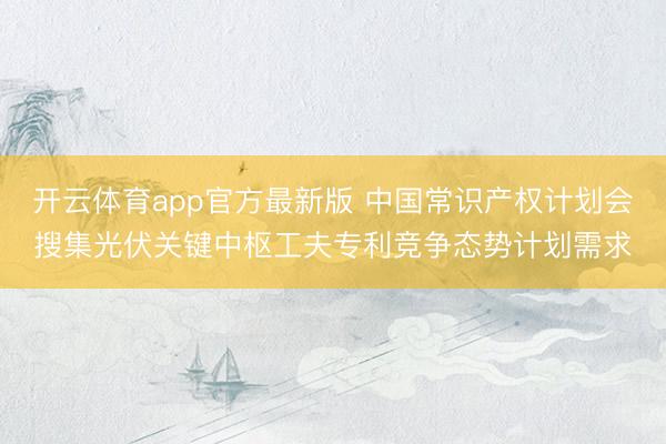 开云体育app官方最新版 中国常识产权计划会搜集光伏关键中枢工夫专利竞争态势计划需求